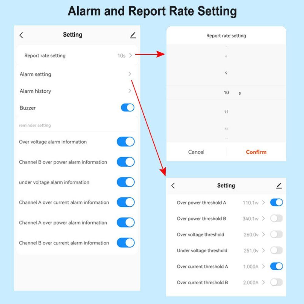 AC110V/240V Threshold App Monitor WiFi Energy Bidirection Meter Power Statistics