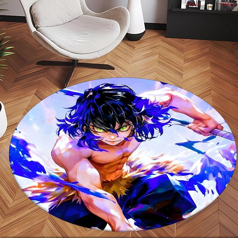 Hashibira (1) Round Office Rug Decorative Floor Rug for Office Bedroom Living Room and Home Space