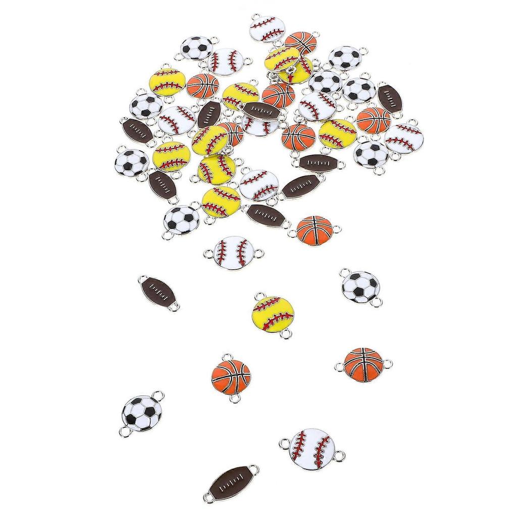 Schmuckherstellung Anhänger Sportball Anhänger Gemischter Stil Verschiedene Farben Hängende Anhänger Kugelform DIY Schmuckhersteller 50 Stück