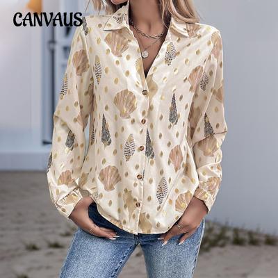 Autumn and Winter Fashion Casual Women's Loose Women's Lapel Printed Shirt