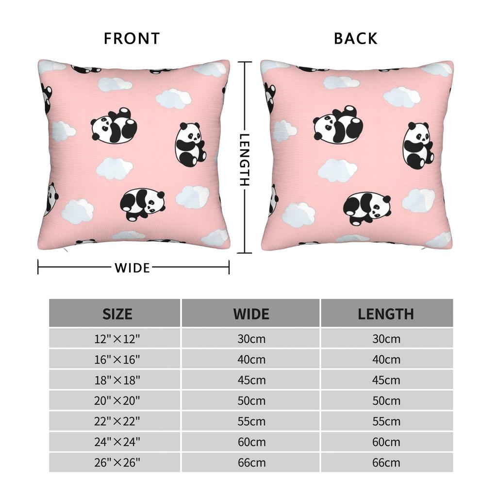 Cute Panda Square Pillow Cases Cushion Cover Custom Polyester Decor Pillowcase For Car 18"X18"