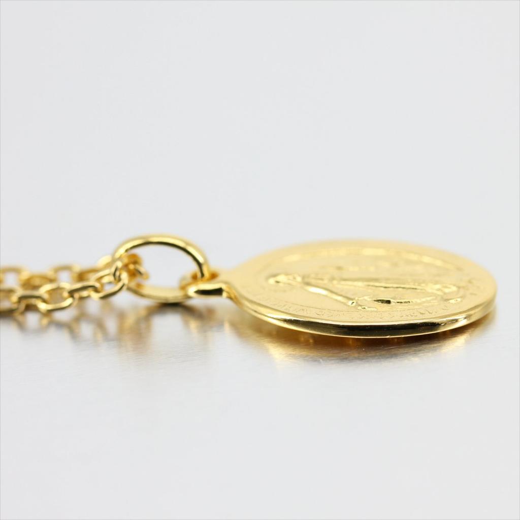 24K Halskette vergoldet Maria Münze Silber 925 Medaille Goldkette Choker [STERNE] Herren