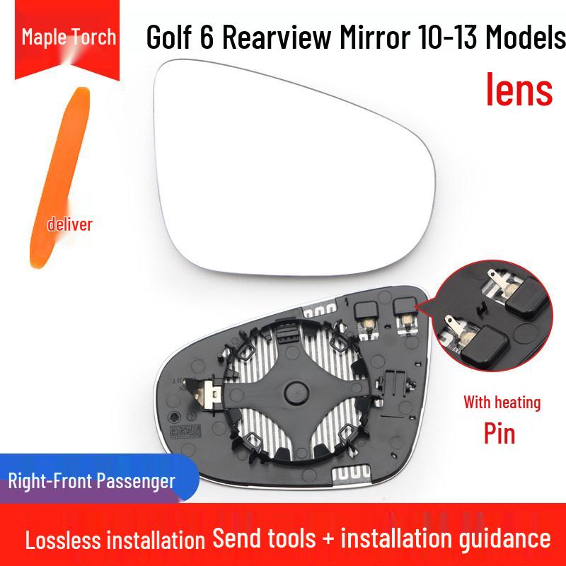 Volkswagen Golf 6 (2010-2013) Vetro Specchietto Retrovisore con Freccia e Cornice Riflettente