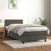 VidaXL Divan Bed and Mattress Dark Grey 90x190 Cm Velvet - Model 3141216