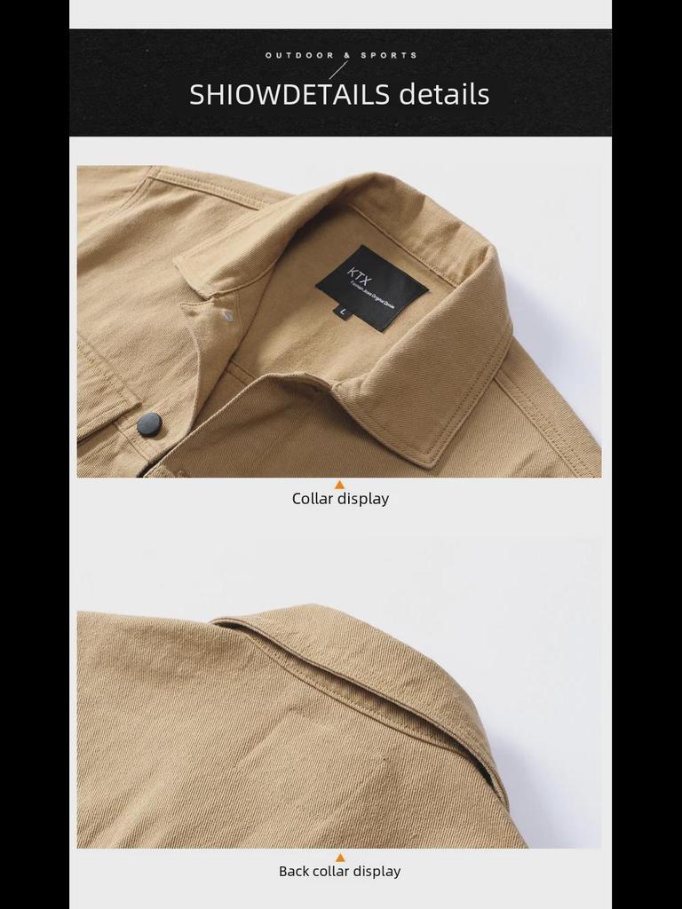 Men's Black Denim Jacket - Casual Workwear for Spring & Autumn