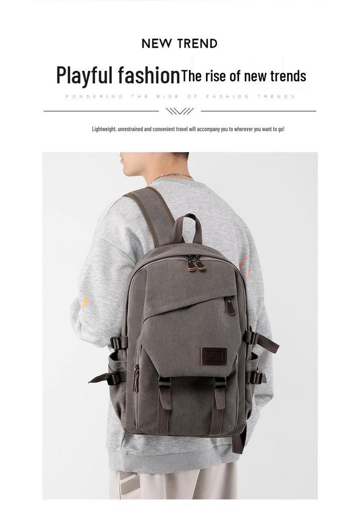 Casual Large Capacity Canvas Backpack for Women & Men - Travel, Work & Laptop Double Shoulder Bag