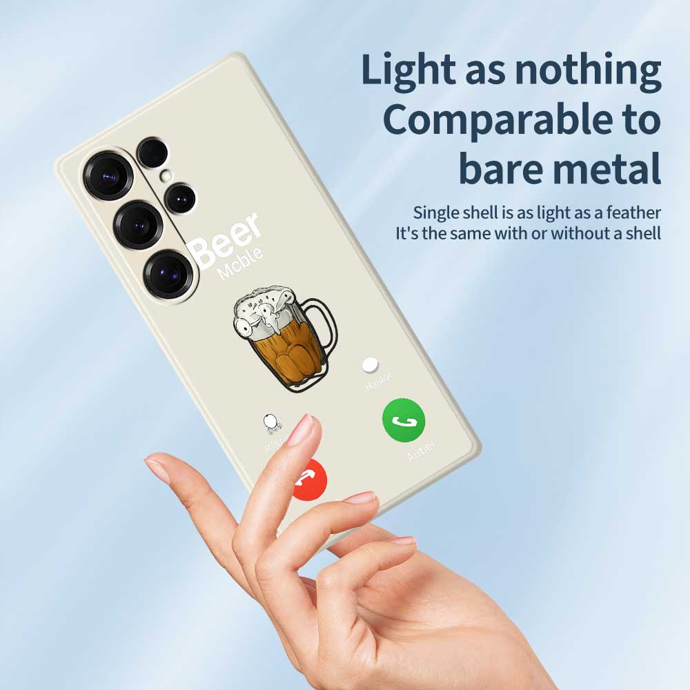 For Samsung Galaxy S25 Ultra Case Beer Pattern Printing Straight Edge TPU Phone Back Cover