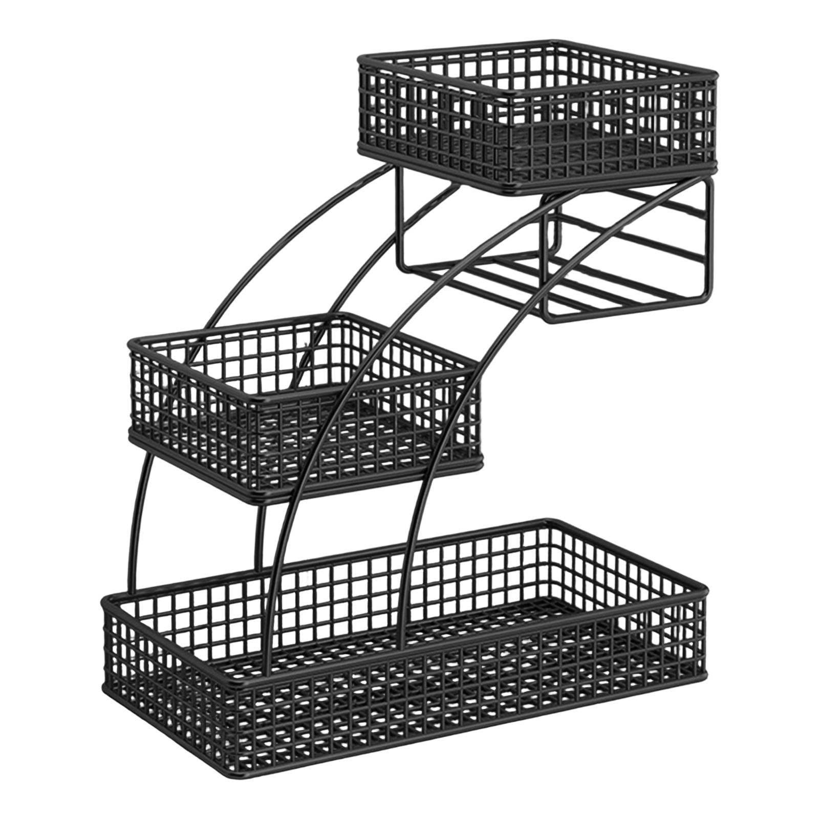 

Fruit Basket 3 Tiers Decoration Iron Compact Modern Vegetable Bread Snack Basket Fruit Bowl Kitchen Organizer for Countertop чорний