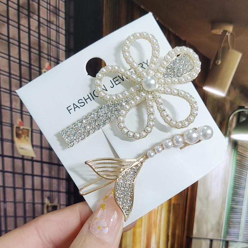 Kristall für Frauen Koreanische Neue Haarnadeln Mädchen Geometrische Perlen Haarspangen Mode Haarklammer Seitenclip Haaraccessoires
