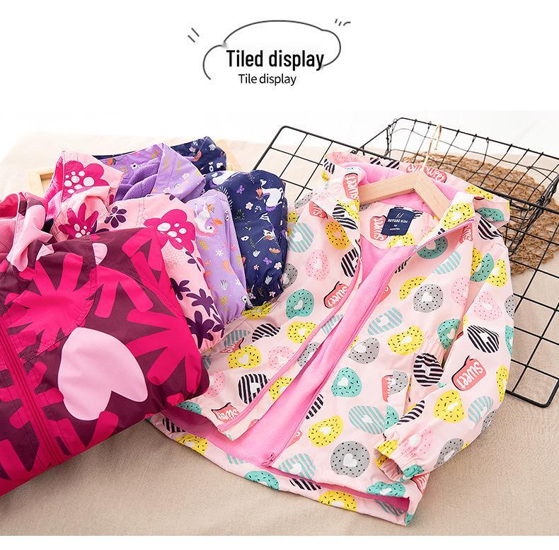 Mädchen Fleecegefütterter Mittellanger Trenchcoat: Herbst/Winter Modische Windjacke