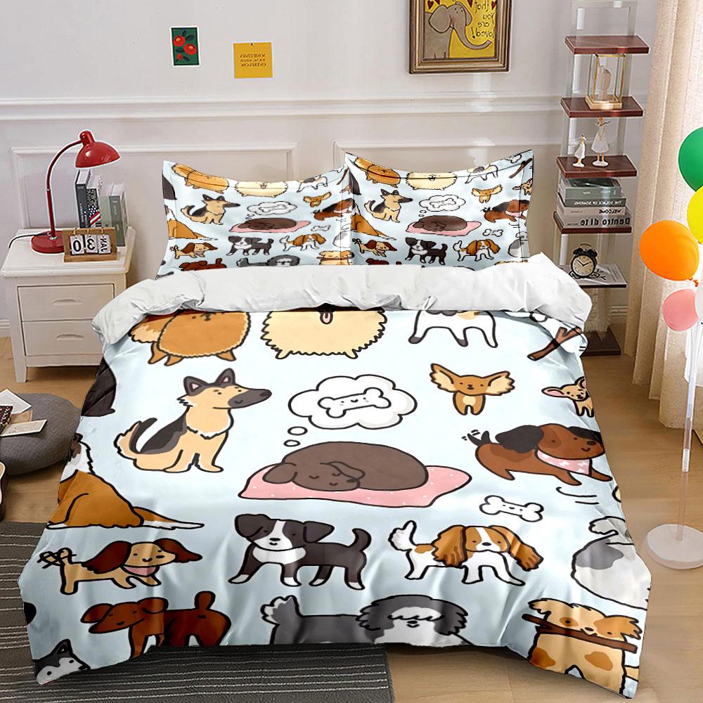 Cartoon Dogs Bedding Set Bedding Duvet Cover Set Duvet Cover Pillowcases (1 * Duvet Cover 2 * Pillowcases, without duvet insert)