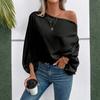 Blusa alla moda da donna con spalle scoperte, Top asimmetrico ampio