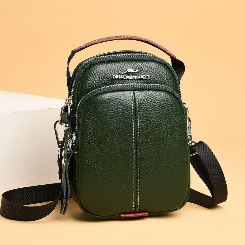 Genuine cow leather shoulder crossbody bag for women  luxurious high-quality mobile phone bag  women's messenger bag