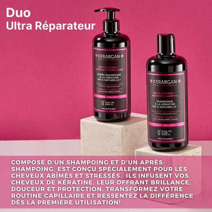 Kerargan - Shampoing Et Après-shampoing À La Kératine Et À L’huile D’argan Pour Fortifier Et Protéger Vos Cheveux - 2x500 Ml