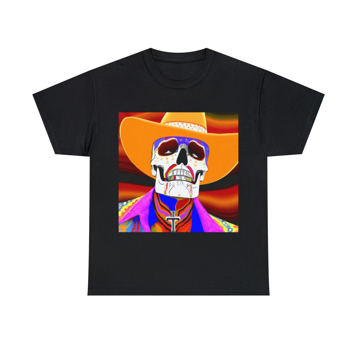 Skeleton T Shirt Aztec Southwestern Cowboy Native Navajo Skull Scary Colorful S