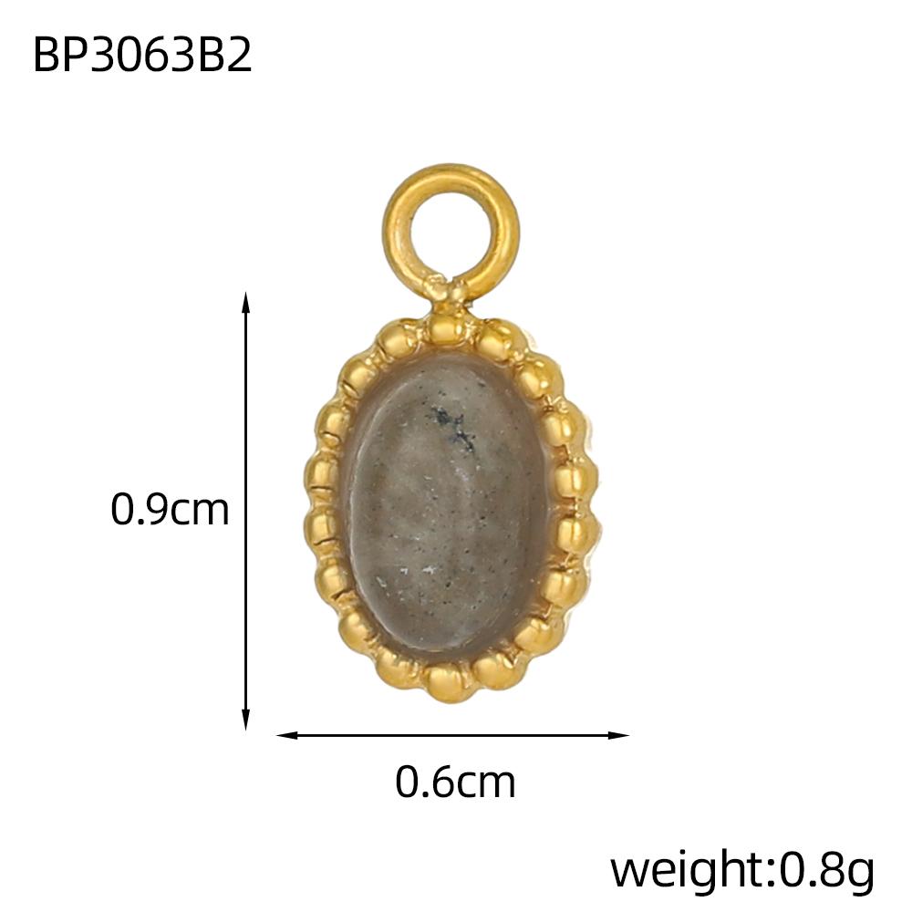 CARLIDANA Stainless Steel Multi-Color Natural Stone Jewelry Charm Fan Round Pendant for DIY Necklace Earrings Accessories