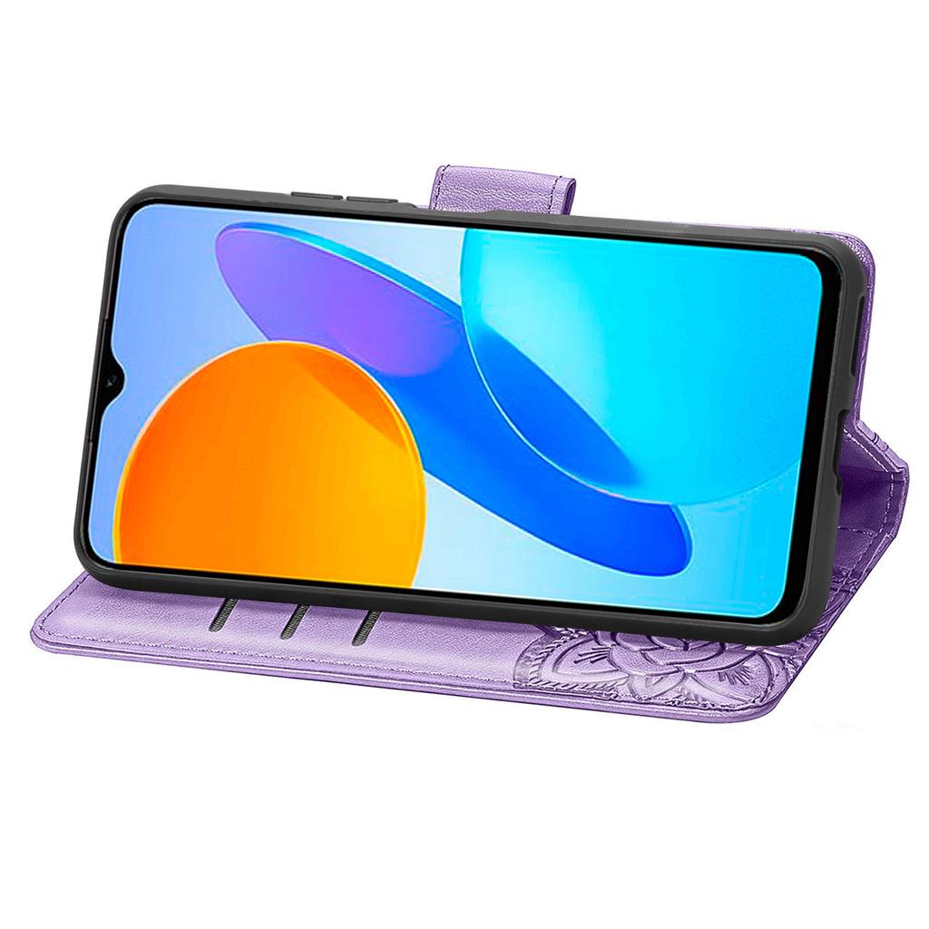 For Honor X8 5G PU Leather Protective Phone Case Imprinted Butterfly Pattern Shockproof Flip Phone Cover with Stand Wallet