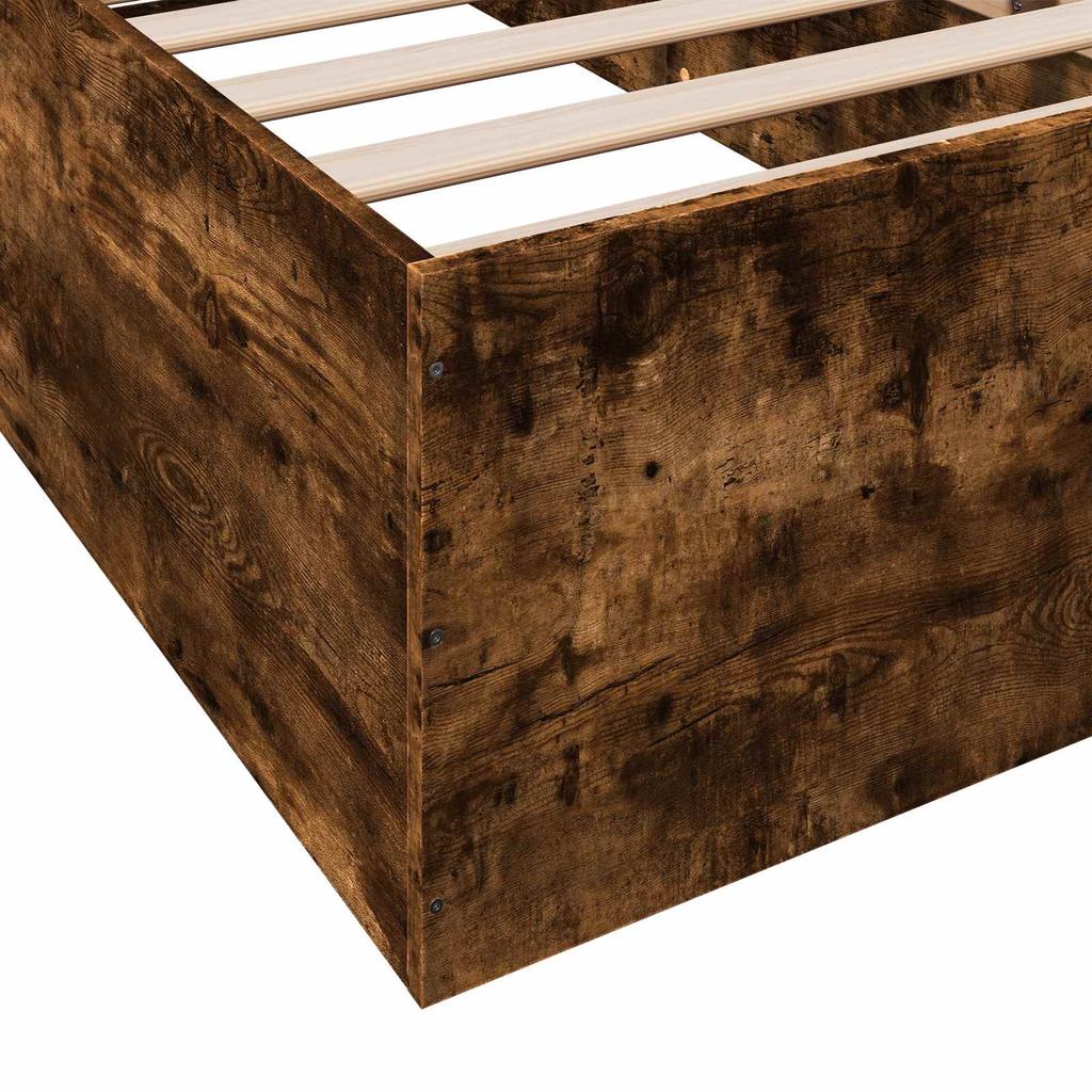 Floor Bed Frame Smoked Oak 80 x 200 cm Engineered Wood
