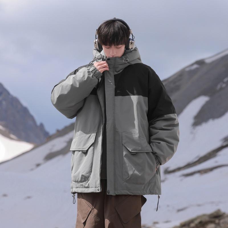 

2025 Чоловіча повсякденна коротка куртка на флісовій підкладці вітрозахисна тепла потовщена куртка XXXL сірий колір