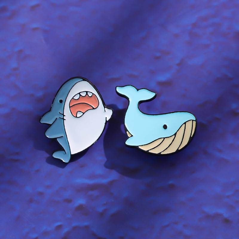 Ocean Animals Enamel Pins Custom Whale Shark Otter Pufferfish Axolotl Sea Lion Brooch Lapel Badges Jewelry Gift for Kids Friends