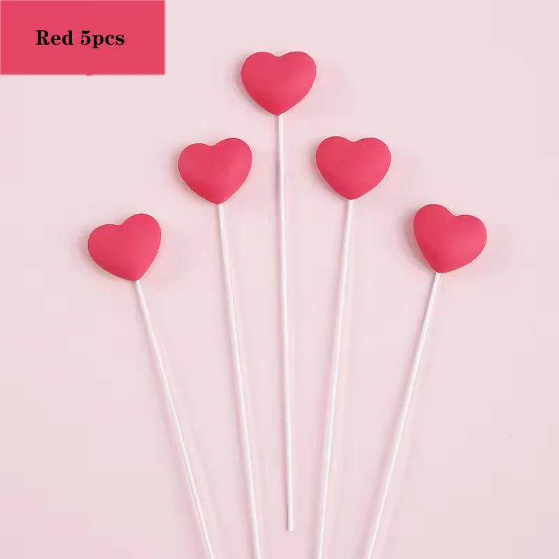

5pcs Birthday 3D Red Heart Cake Toppers Pink Heart Love Cake Decor Happy Birthday Anniversary Wedding Cupcake DIY Decoration красный