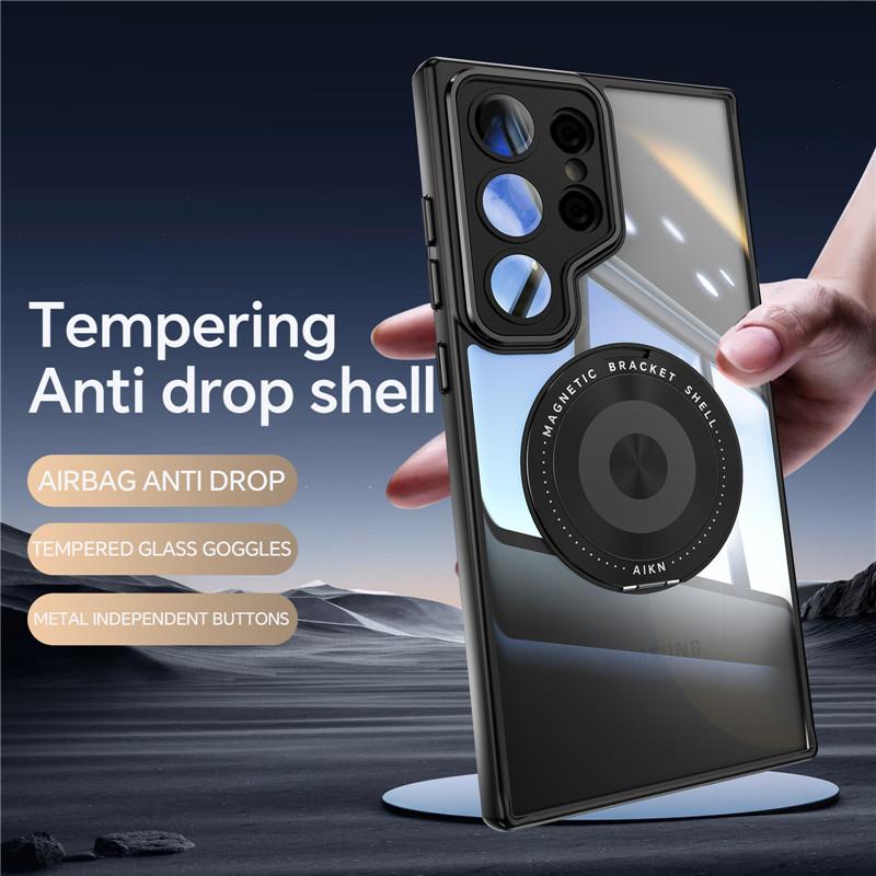 Full Cover Super Anti-drop 360 Degrees Rotating Bracket Case With Lens Film For Samsung Galaxy S24 S23 Plus Ultra Back Protection Shell