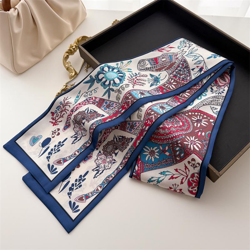 

145X12Cm Men Women Luxury Silk Scarf Vintage Neckerchief Hairband Hair Scarves Accessories High Quality Neckerchief Pashmina 145x12cm