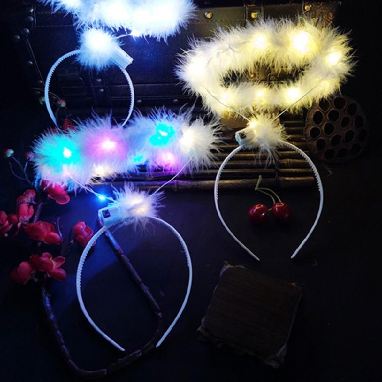 Girls Angel Wing Halos LED Hairband for Woman Halloween Concerts Party Headband