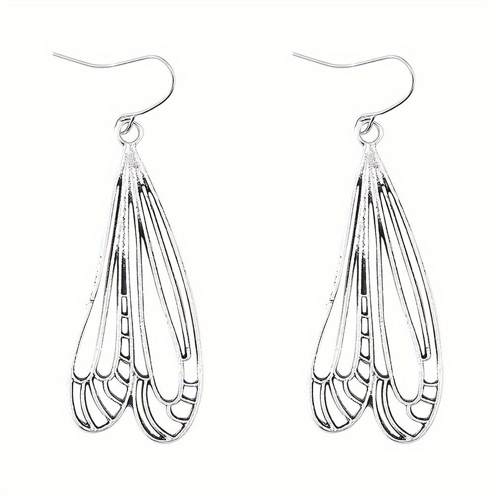 Einfache Wind Libellenflügel Hohl Ohrringe für Damen Legierung Silberbeschichtet Partner Freundin Geschenk Ohrringe Schmuck