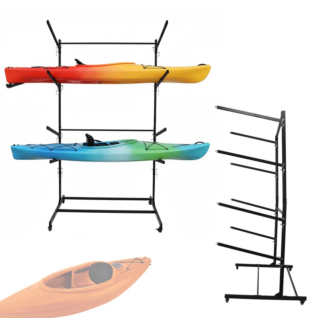 4-Tier Freestanding Kayaks and SUP Rack 100 Capacity Per Tier Heavy Duty Kayaks Stand Canoe Rack for Kayaks Boats
