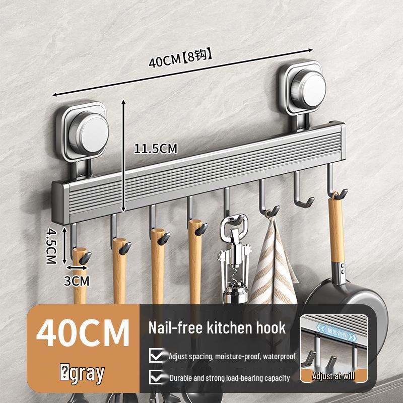 Punch-Free Movable Wall-Mounted Rack for Kitchen and Bathroom