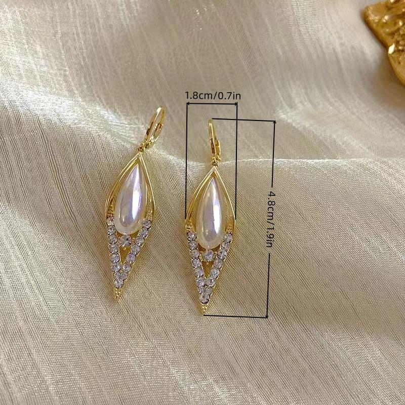 Elegant European & American Geometric Teardrop Tassel Earrings with Zirconia