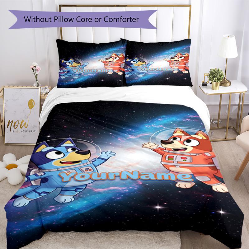 Bluey 117 Customize your name Bedding Set Breathable Duvet Cover with Pillowcases Home Decoration Birthday Gift