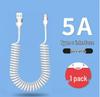 120W Dual Type-C Spring Retractable Data Cable for Fast Charging, Compatible with Apple, Huawei, and Honor