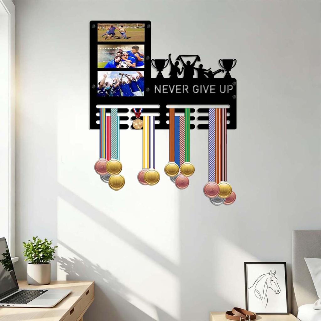 Decorative Wall Mounted Rack with Hooks for Awards Display - Model JH26171