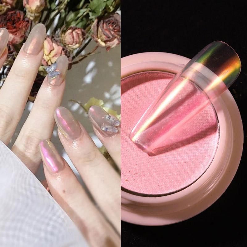 1 PC Nail Tool Ice Transparent Nude Color Powder Aurora Powder Net Red Manicure Magic Color Mirror Flour Powder