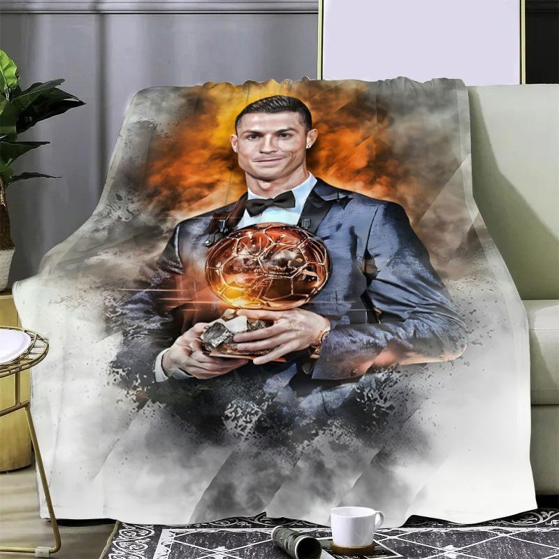 Football Star Printed Picnic Blankets R-ronaldo M-Messis Warm Blanket Soft and Comfortable Blanket Home Travel Birthday Gift