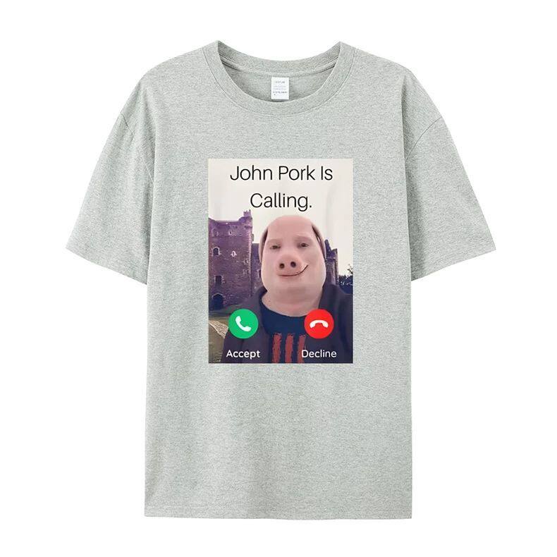 John Polk Is Answering A Phone Call on A Humorous and Interesting Pig Lover Printed Tshirt for Unisex and Women Casual Tshirt