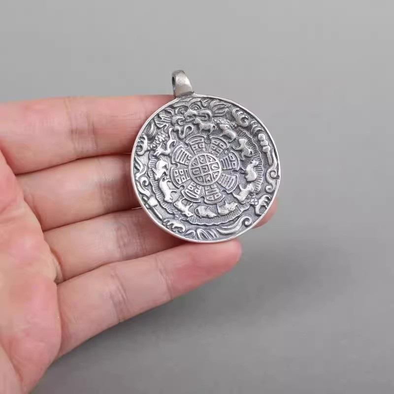 Tibetan Buddhist Nine Palaces Eight Trigrams Pendant Charm Large