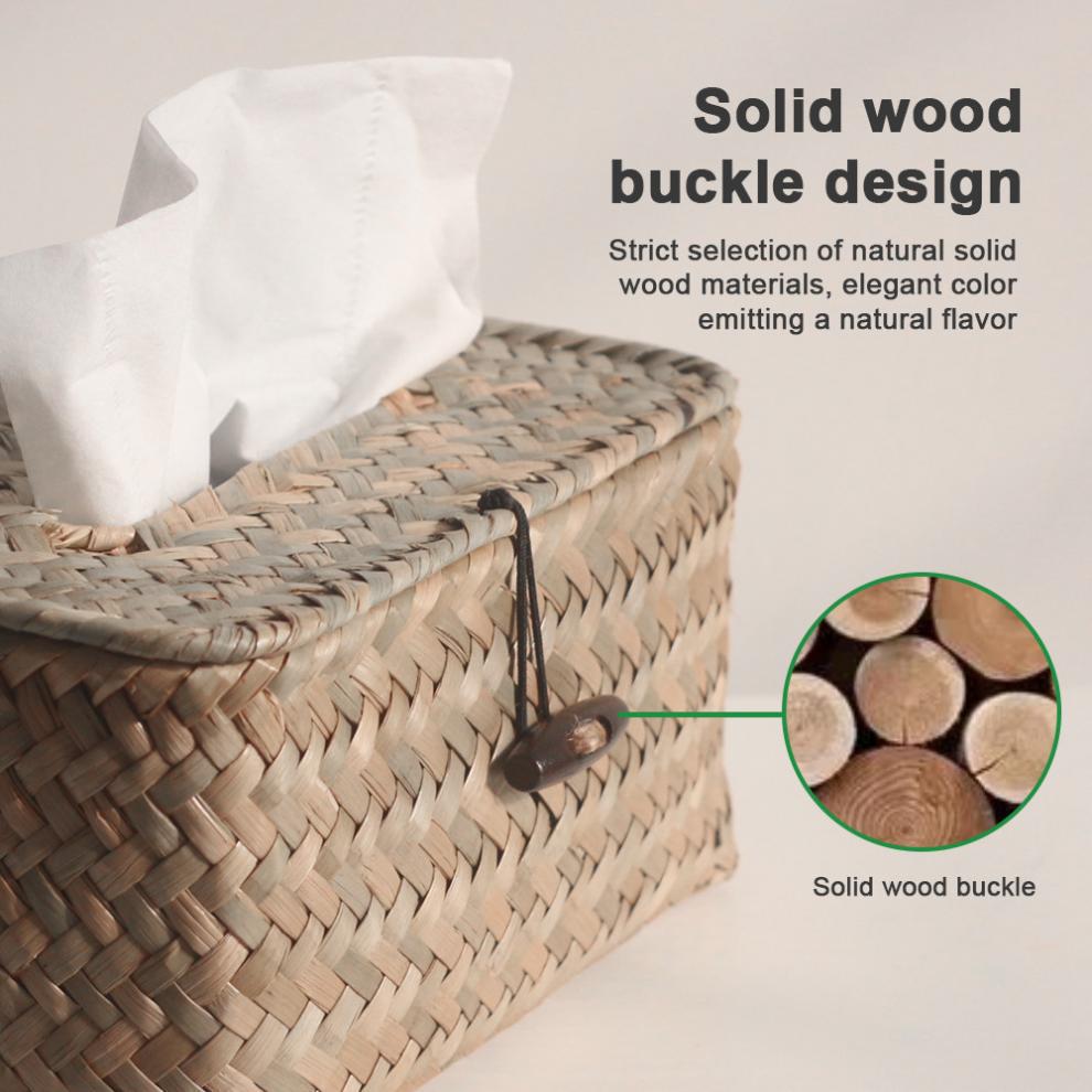 Retro Rattan Woven Tissue and Remote Holder