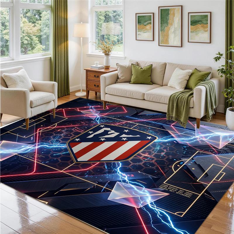Atletico Madrid Design Crystal Velvet Rug Soft Decorative Mat for Bedroom Entrance