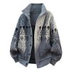 Cardigan Herren Gestrickt Locker Rauten Jacke Herbst und Winter Modischer Revers Pullover