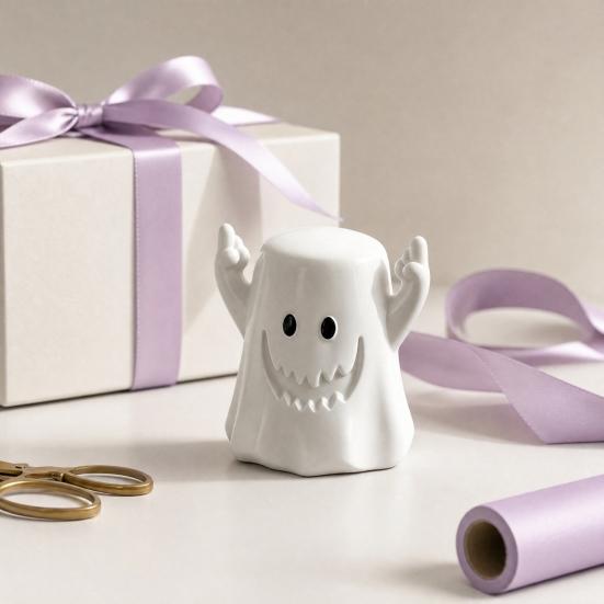 Middle Finger Ghost Toothpick Box, Halloween Ghost Toothpick Holder Dispenser, Dental Floss Swabs Toothpick Container for Kitchen Countertop