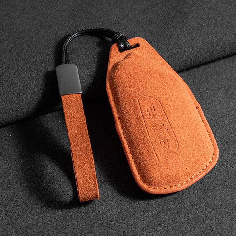 Suede Leather Car Key Case for Volkswagen VW Magotan Passat B8 TIGUAN MK2 Golf 8 2020 for Skoda Octavia A8 A7 2021 SEAT Leon MK4