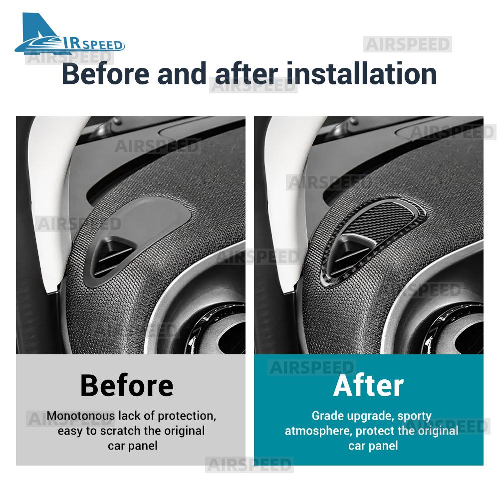 Real Soft Carbon Fiber Stickers For Mercedes Benz Smart 453 Fortwo/Forfour 2016 2017 2018 2019 Car Dashboard Sides Air Outlet