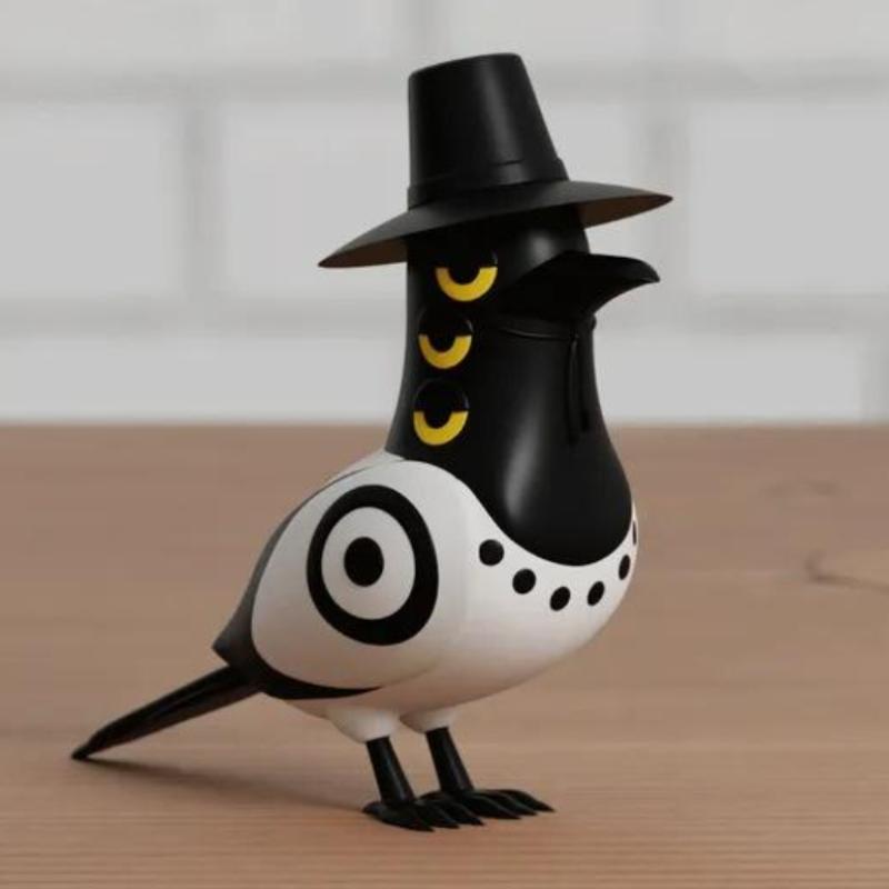 

Three Eyed Bird Statue 3D Printed Anime Game Doll Ornament Demon Creatures Collection Toy