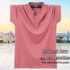 7XL Men's Plus Size Summer Cotton Short Sleeve Pocket T-Shirt with Open Collar and Buttons 