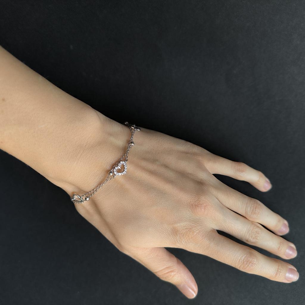 Серебряный браслет с фианитами, вес изделия 2,54 гр (2209041)