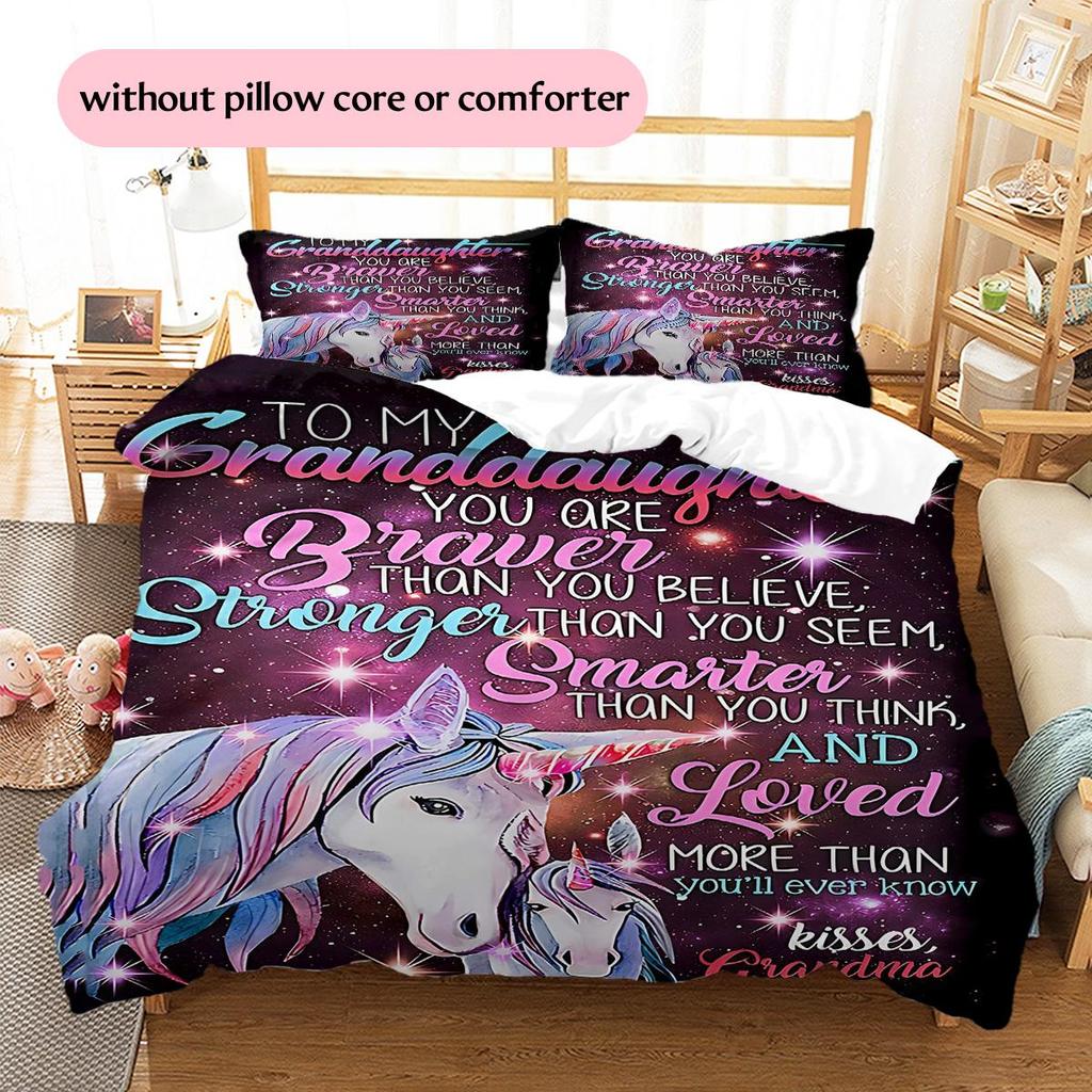 1PC Horse Bedding Quilt Set Quilt Cover Pillowcase Home Decoration Birthday Gift (1 * duvet cover + 2 * pillowcase, without core)