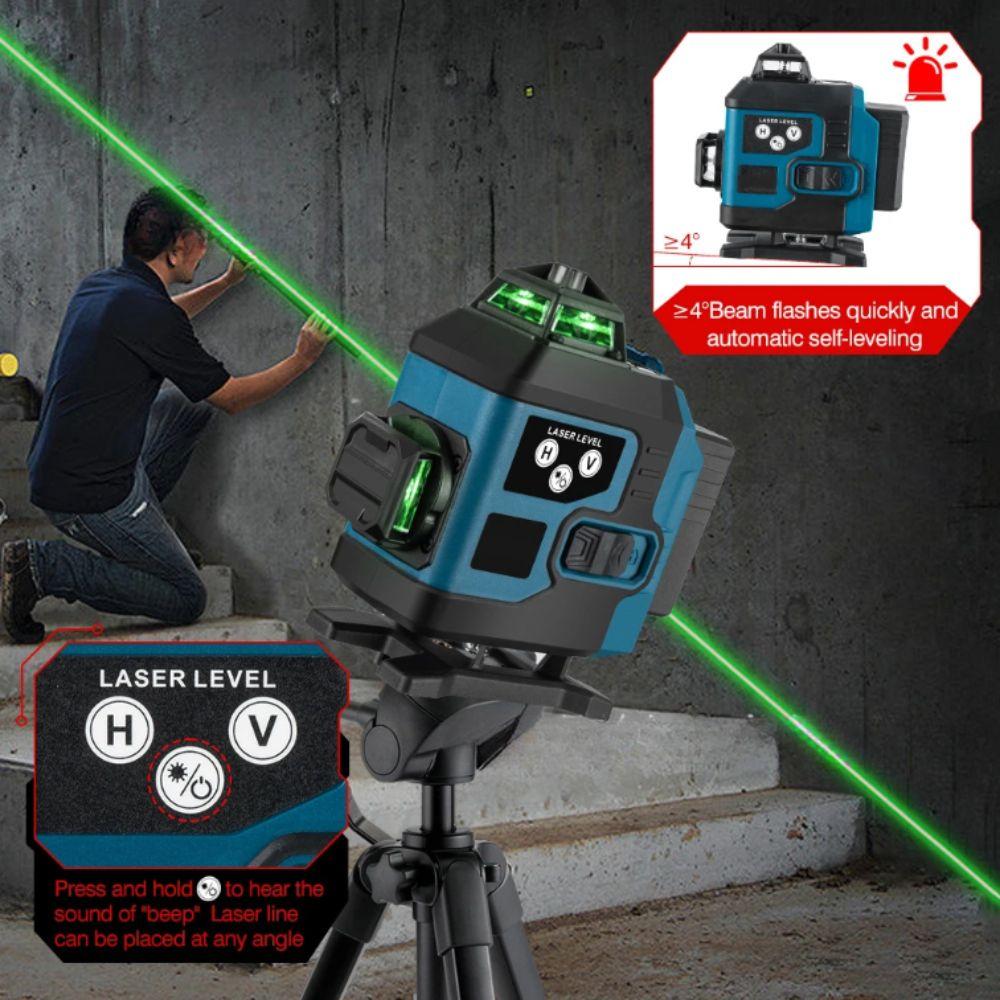 Horizontal Vertical Cross 360° Rotating Laser Level Green Beam Laser Level Construction Site